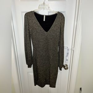 A+ Ellen black and gold mid length dress